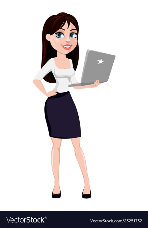 Business woman with brown hair cartoon character Vector Image