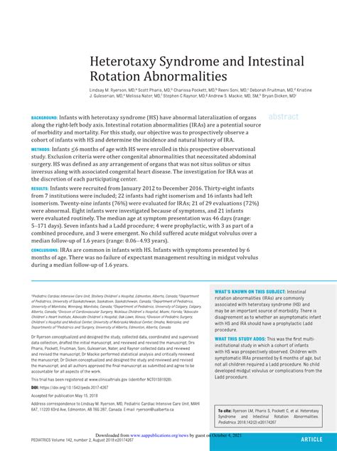 Heterotaxy Syndrome and Intestinal Rotation Abnormalities - DocsLib