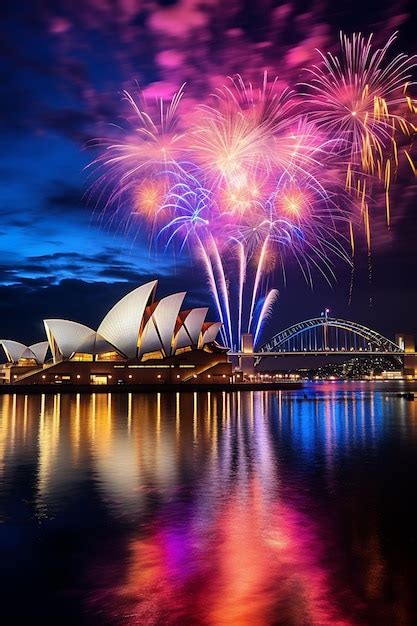 Premium AI Image | fireworks over sydney harbour bridge and sydney ...