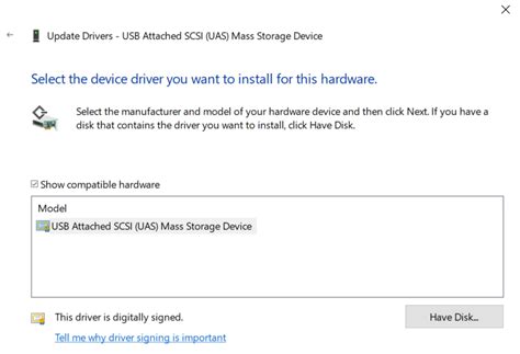 USB Attached SCSI (UAS) Mass Storage Device