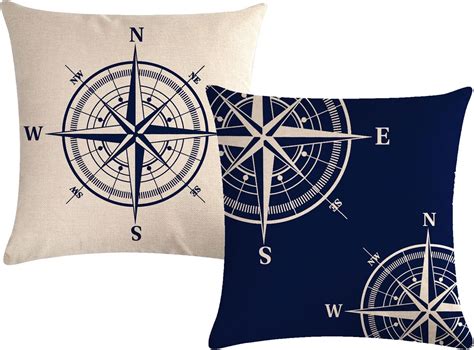 Amazon.com: 7COLORROOM Set of 4 Nautical Decorative Pillow Covers ...