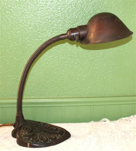 ANTIQUE FARIES INDUSTRIAL Gooseneck Desk Lamp Metal Shade-Hubbell Paddle Switch $75.00 - PicClick