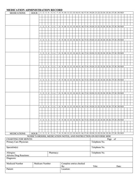 Printable Medication Administration Record Template Word - Fill Online, Printable, Fillable ...