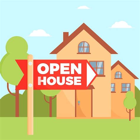 Free Vector | Open house sign illustration concept