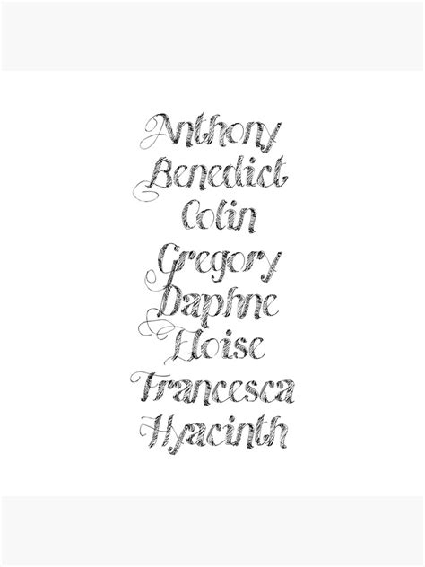 "Bridgerton family names stickers " Poster by letterinee | Redbubble