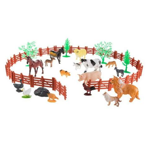 Toy Farm Animal Figures and Barnyard Accessories Set- Includes Fence ...