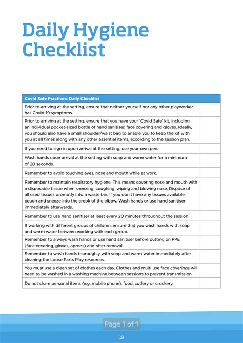 Printable Daily Personal Hygiene Checklist - Get Your Hands on Amazing Free Printables!