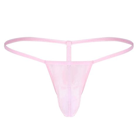 Buy Men Sheer See-Through Micro Bikini Thong Sexy Pouch G-String Underwear Swimwear Pink One ...