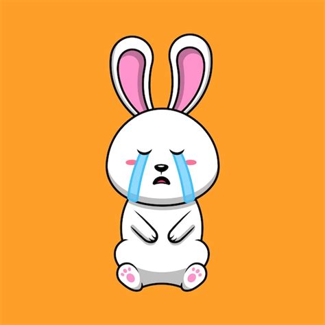 Premium Vector | Cute rabbit crying cartoon vector icon illustration