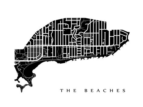 The Beaches Map Toronto Neighbourhood Art Print - Etsy Canada