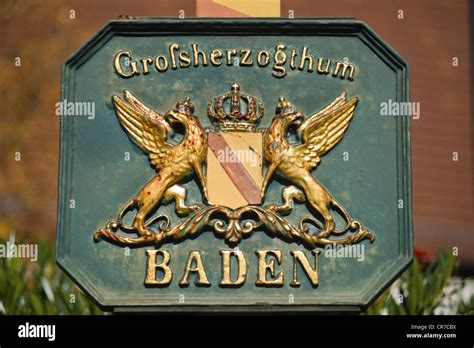 Coat of arms of the grand duchy Baden, Neckarzimmern, Neckar, Baden-Wuerttemberg, Germany ...