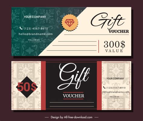 Gift voucher templates elegant luxury classic design Vectors graphic art designs in editable .ai ...