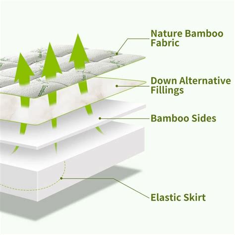 Bamboo Mattress Topper Cooling Mattress Pad Extra Thick Breathable ...