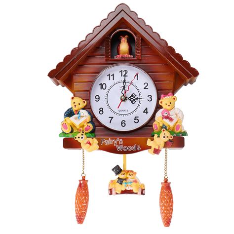 Antique Wooden Cuckoo Wall Clock Bird Time Bell Swing Alarm Watch Wall ...