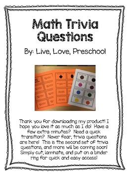 Math Trivia Questions by Live Love Preschool | TPT