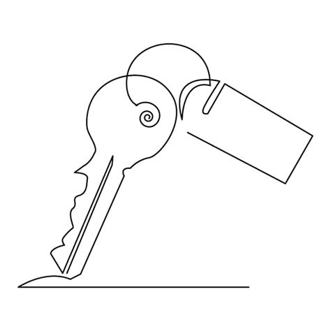 Premium Vector | Continuous single line lock key outline vector art drawing