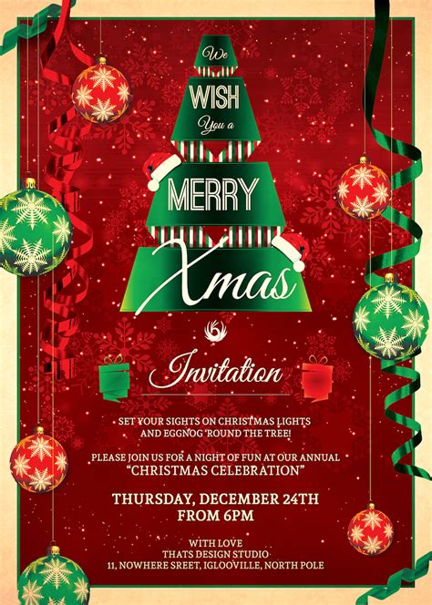 Christmas Invitation Flyer Template PSD Design editable with photoshop 7