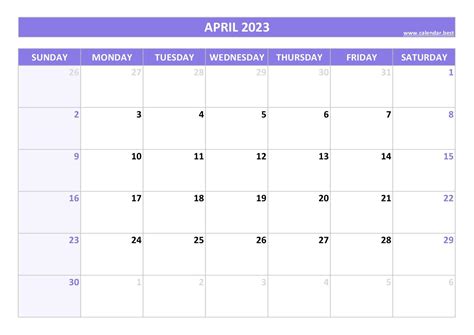 April 2023 calendar -Calendar.best