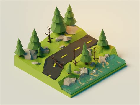 Low Poly Forest Scene in Blender by Fortnight on Dribbble
