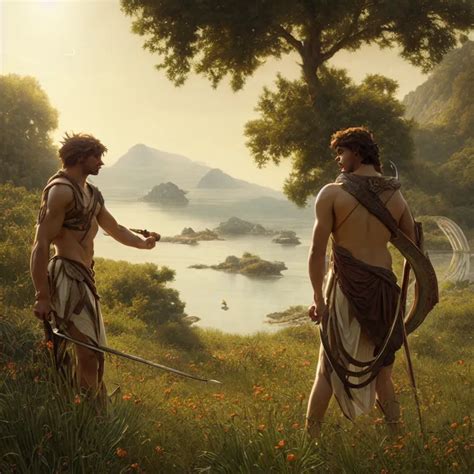 achilles and patroclus in elysium, beautiful, sunlit | Stable Diffusion