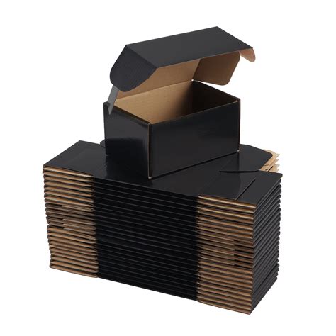 Hoikwo 25 Pack 6x4x3 Small Shipping Boxes for Small Business, Black Packaging Cardboard Boxes ...