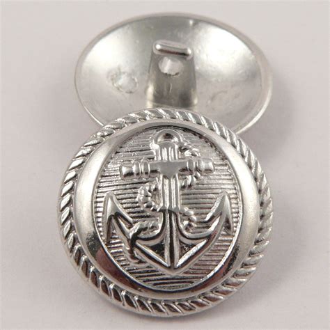 15mm Silver Anchor Metal Shank Suit Button - Totally Buttons