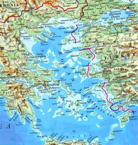 Aegean Sea physical map