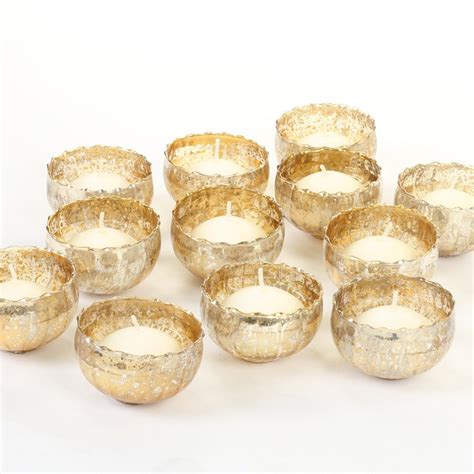 Koyal Wholesale Vintage Gold Floating Tealight Candle Holders, 12-Pack, Petite Glass Candle ...