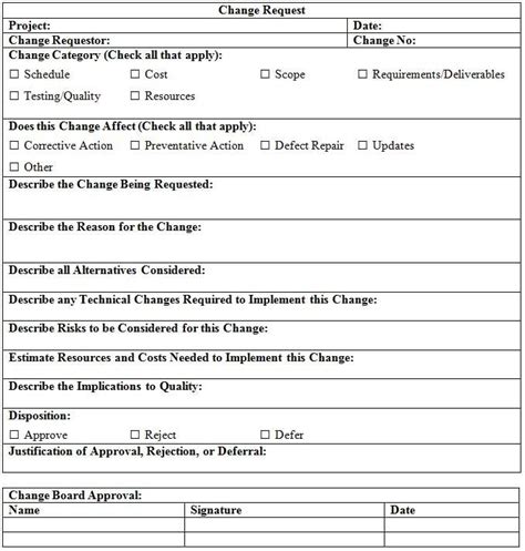 Change Request Template - Project Management Docs | Change management, Change control, Change ...