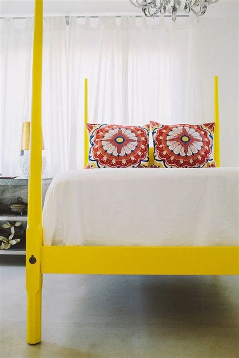 cheery yellow bedframe | Painted bed frames, Painted beds, Yellow ...