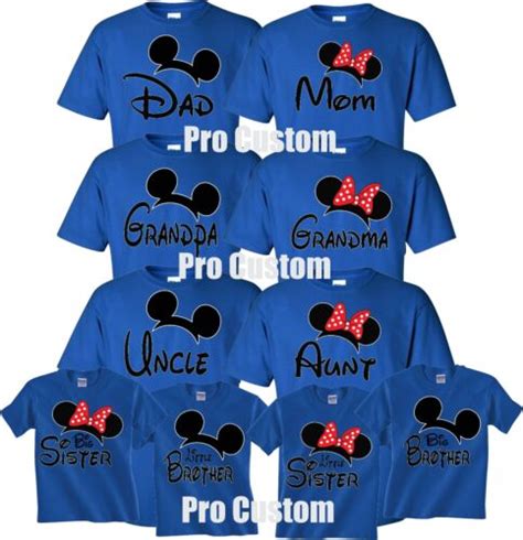 Mom And Dad Family Mickey Minnie Head Disney Birthday Customized Blue T-Shirts | eBay