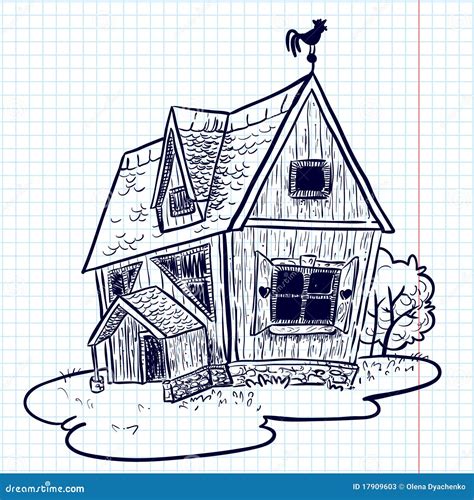 Doodle house stock vector. Illustration of estate, brick - 17909603