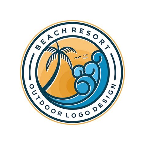 Diseño minimalista del logo del resort de playa | Vector Premium