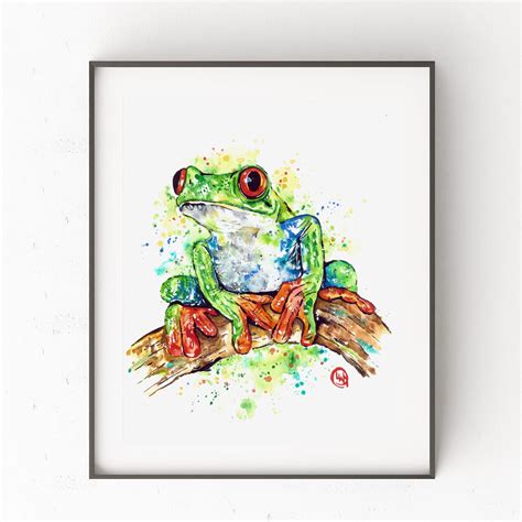 Tree Frog Colorful Watercolor Painting - Whitehouse Art