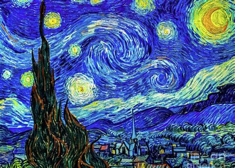 Starry Night Print by Vincent Van Gogh Greeting Card for Sale by Vincent Van Gogh