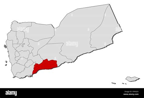 Political map of Yemen with the several governorates where Abyan is ...