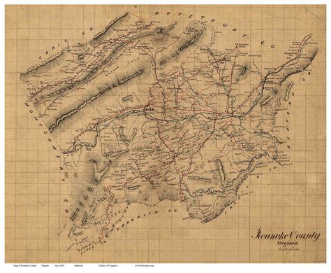 Roanoke County Virginia 1865 - Old Map Reprint - OLD MAPS