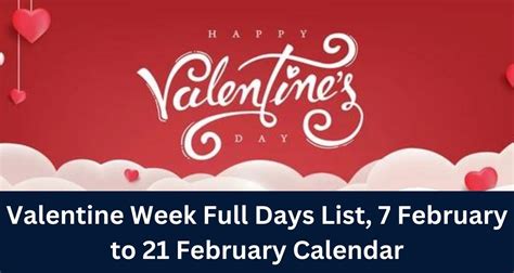 Valentine Week 2023 Full Days List, 7 February to 21 February Calendar