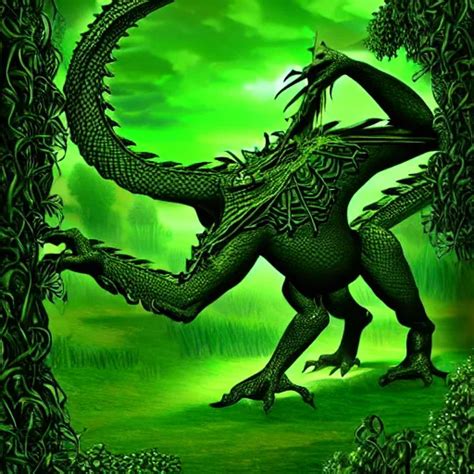 Green Western Dragon Golem Made of Thick Green Vines | Stable Diffusion | OpenArt