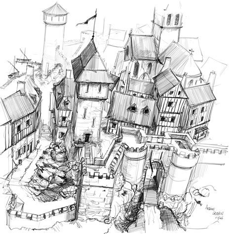 Medieval City Drawing at GetDrawings | Free download