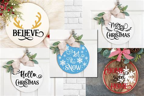 Christmas Round Signs SVG Bundle. 20 SVG Holiday Door Hanger - Etsy