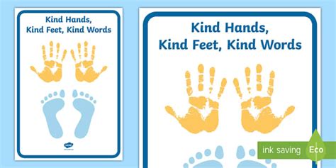 Kind Hands, Kind Feet, Kind Words Display Poster - Twinkl