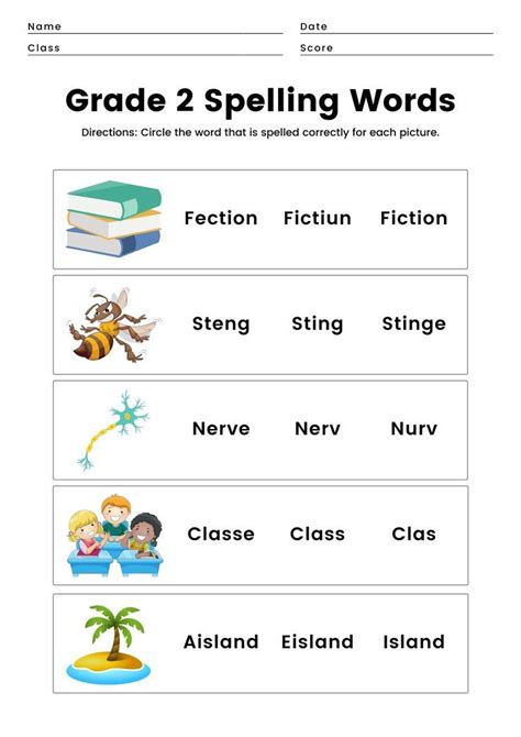 Grade 2 English Words Spelling Worksheet | 2nd grade spelling words, Spelling worksheets, 2nd ...