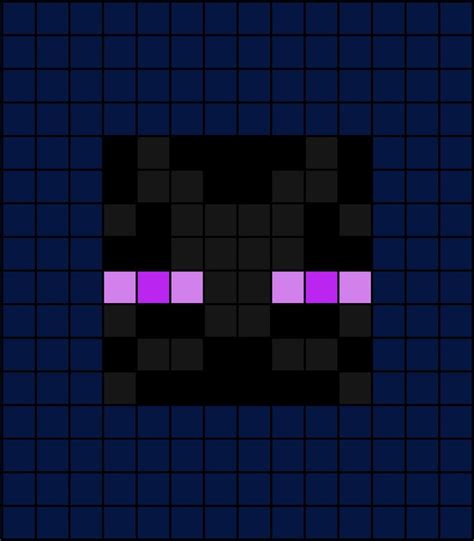 A pixel art template of the Ender-man face (accurate) from Mine-craft ...