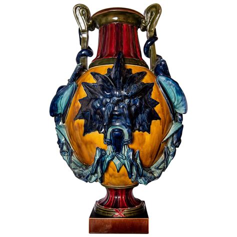 Sarreguemines French Art Nouveau Vase, circa 1900 For Sale at 1stDibs