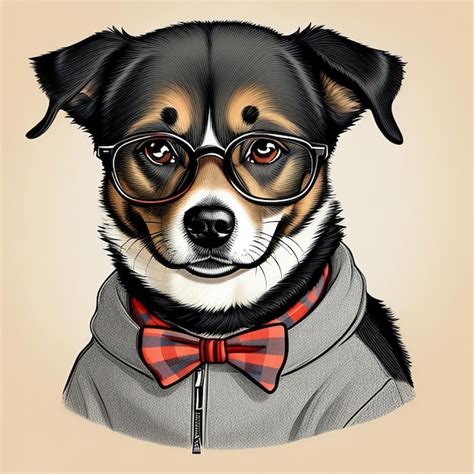 Premium AI Image | cartoon style dog with glasses illustration