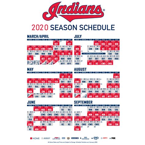 Printable Schedules | Cleveland Indians