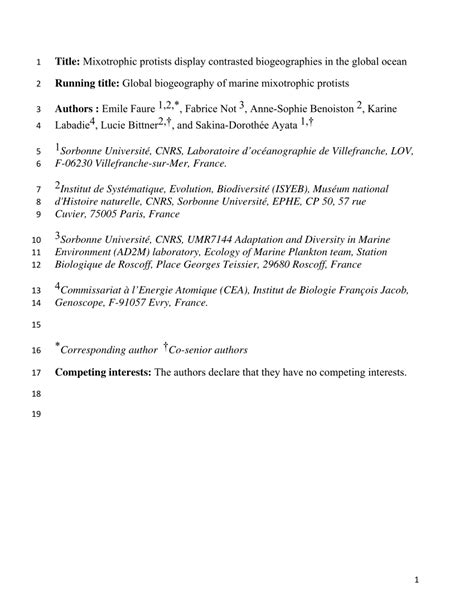 (PDF) Mixotrophic protists display contrasted biogeographies in the ...