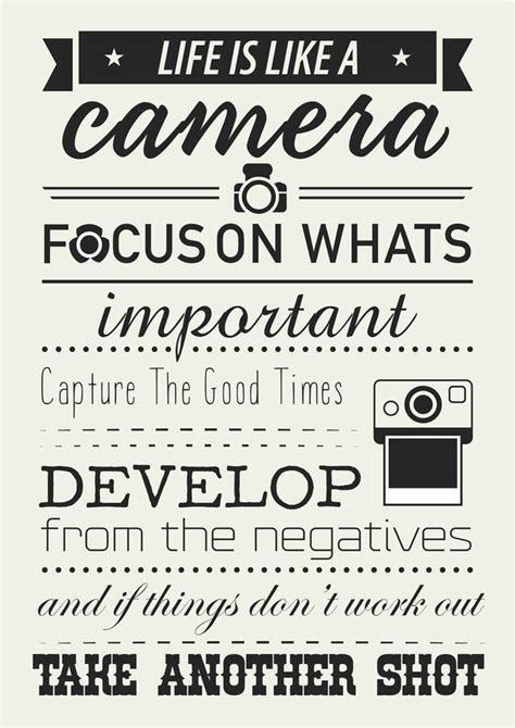 'Life Is Like A Camera' Quote Poster By Home & Glory | Quote posters ...