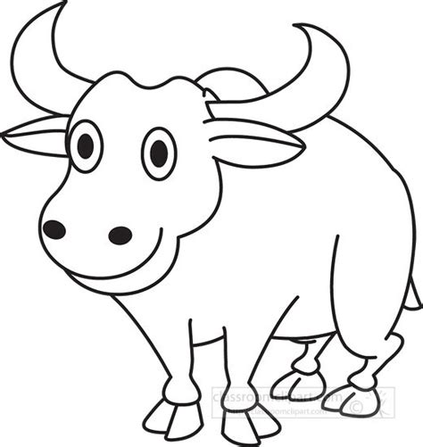 Animal Outline Clipart-buffalo female black outline clipart